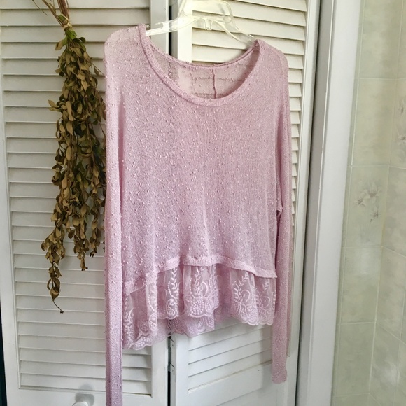 Unknown Tops - Oversized/Draping Loose Knit Sheer Lilac Sweater